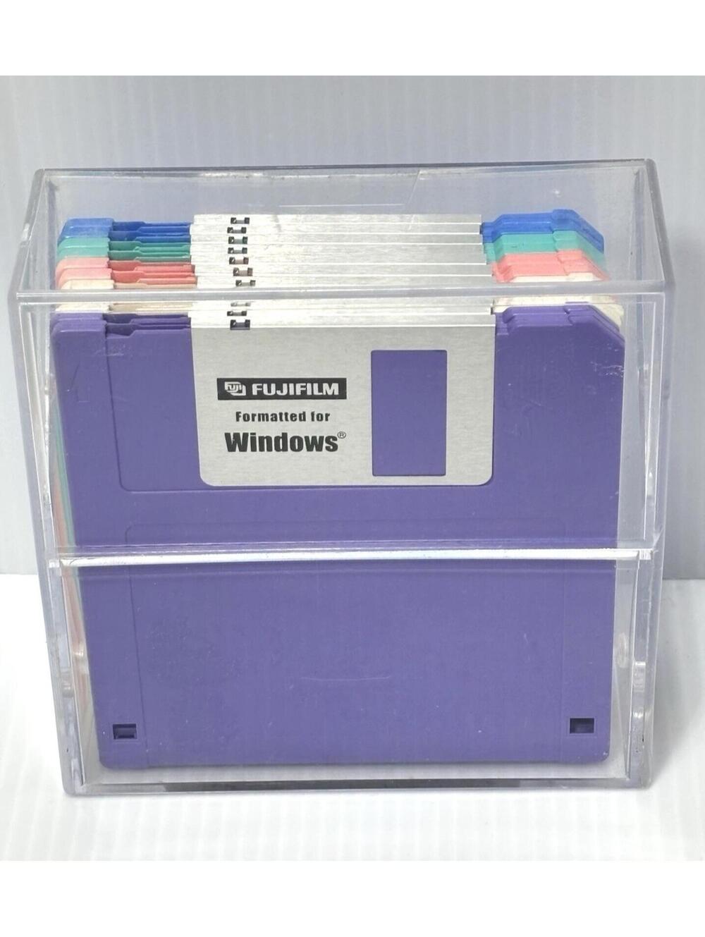 Fujifilm 3.5 Floppy Disks 2HD Windows Formatted Vintage Clear Case Tech Lot 10pc